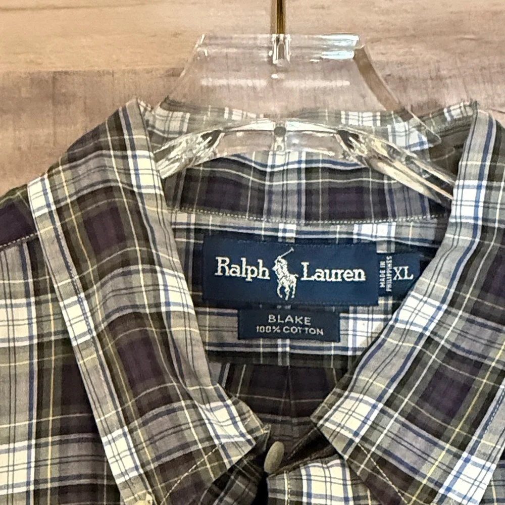 Ralph Lauren Men's Plaid "Blake" 100% Cotton Button - Down Shirt - XL - Picture 2 of 10